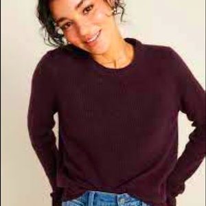 Old Navy relaxed cozy crew sweater, deep plum